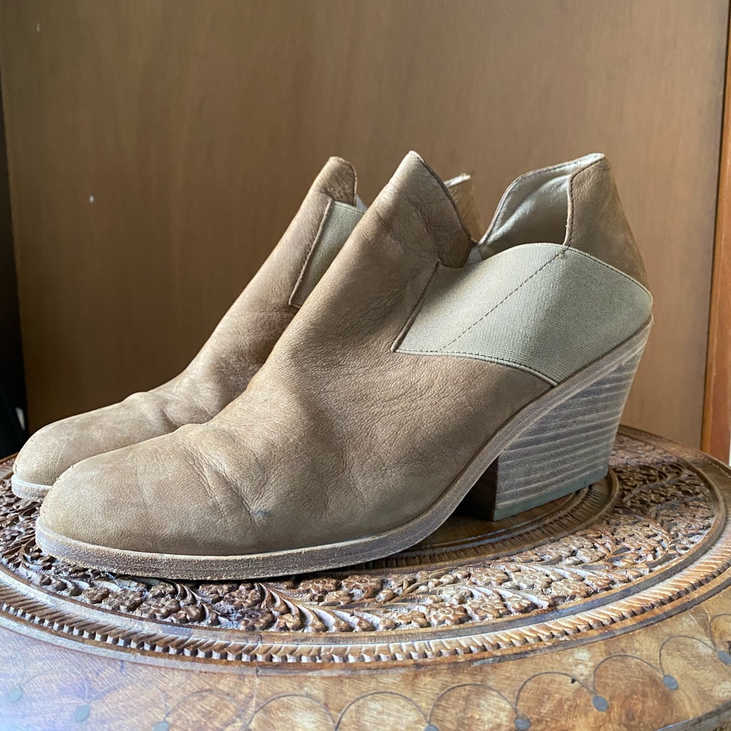 Eileen Fisher Tan Suede And Leather Heeled Boots